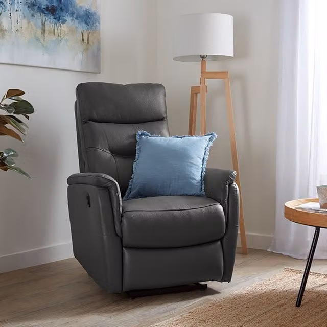 Home Garden Direct Modern Grey Leather Single Electric Recliner Chair