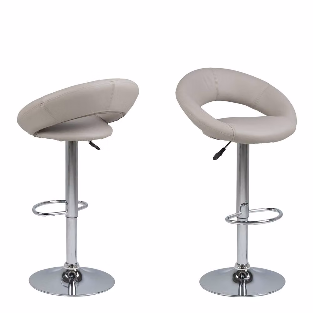 Wyld Haus Jorah Set of 2 Grey Taupe Faux Leather Swivel Bar Stools – 2