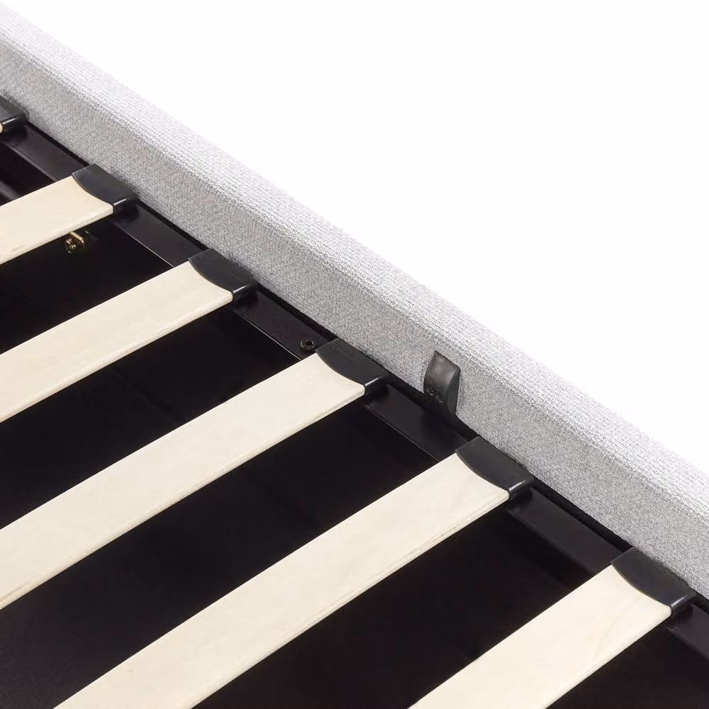 Wyld and Coco Slatted Upholstered Ottoman Bed Frame, Light Grey, W: 90 cm, D: 190 cm – 3