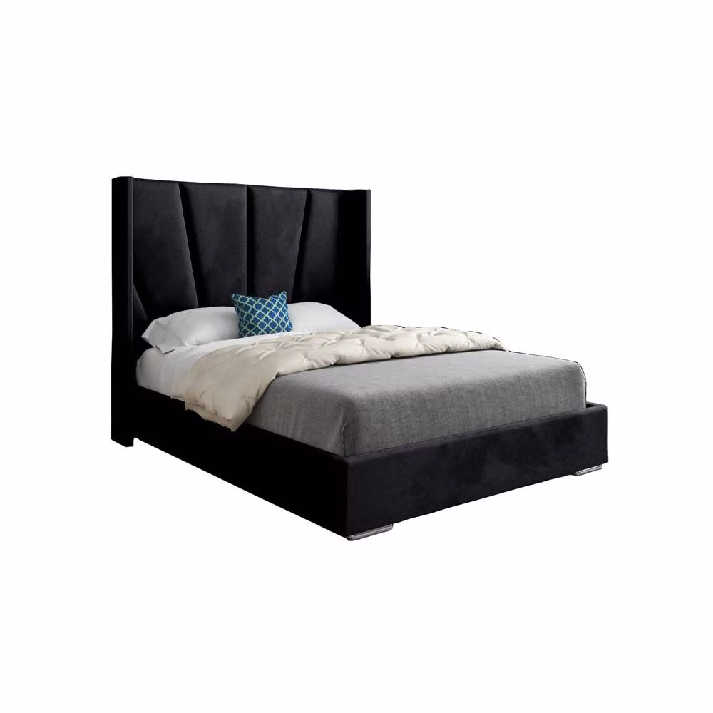 Casani Fairlight Upholstered Velvet Designer Bed Frame in Black, W/D/H: 90 x 200 x 137 cm – 3