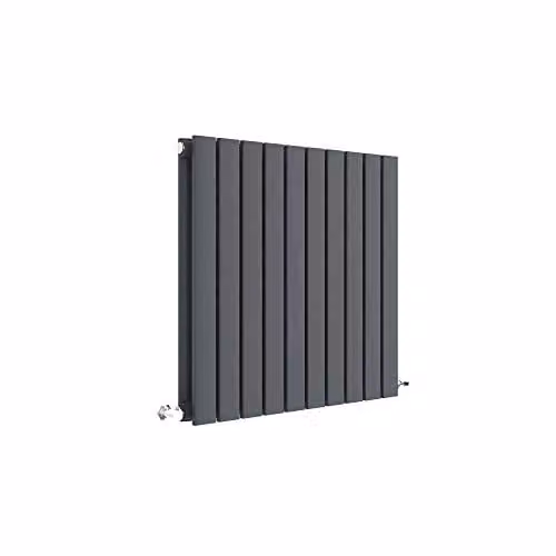 Nuie HLA55D Sloane Modern Home Wall Mount Designer Horizontal Double Panel Radiator, Anthracite, W: 60.0 cm, H: 58.6 cm, D: 7.2 cm