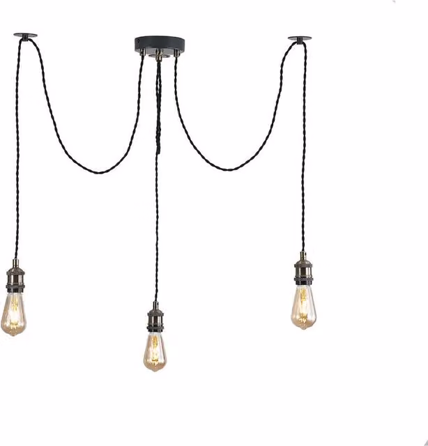 Kairui Lighting 3-Light Spider Pendant Ceiling Light in Black and Gold/Brass with Adjustable Cable and Bulbs Included