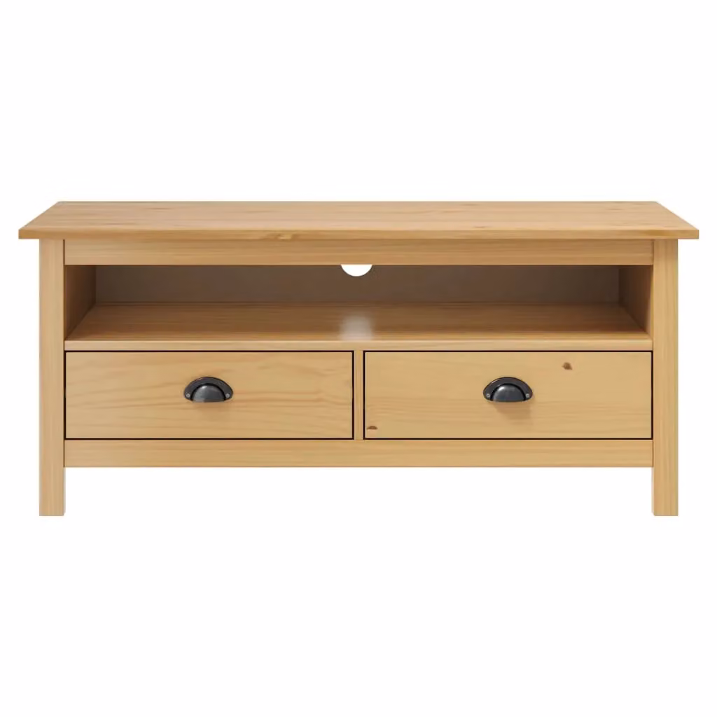 Berkfield Home Hill TV Cabinet in Honey Brown Solid Pine Wood, W/D/H: 110 x 40 x 47 cm – 2