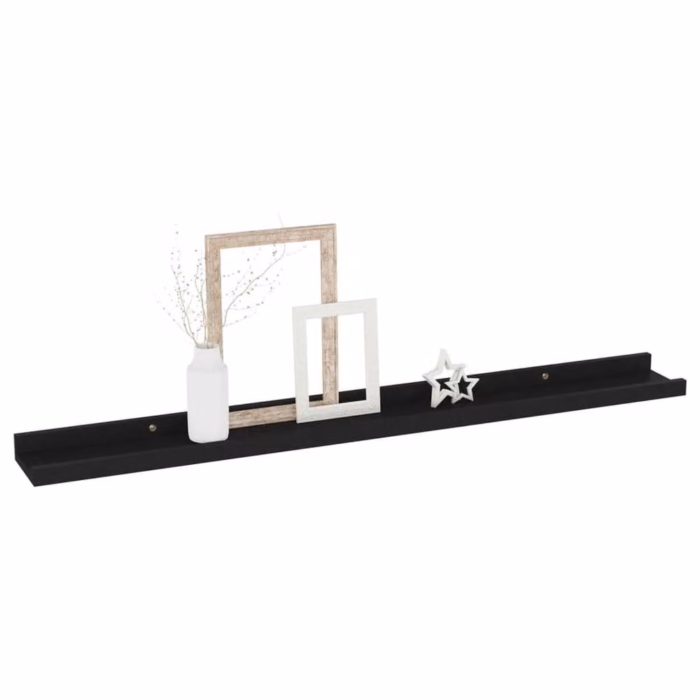 Berkfield Home Wall Mounted Shelves, 4 Piece Set, Black, W: 80 cm, D: 9 cm, H: 3 cm – 3