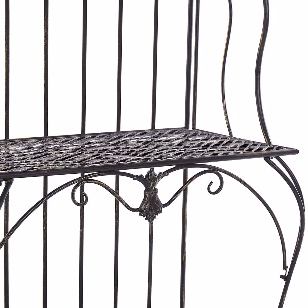 Wyld and Coco 4-Tier Black Metal Plant Shelf, Freestanding Indoor Outdoor Vintage Style – 3
