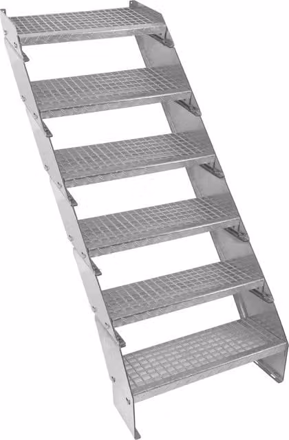 Monster Shop Adjustable Galvanised Steel Stairs in Silver, Width: 60 cm