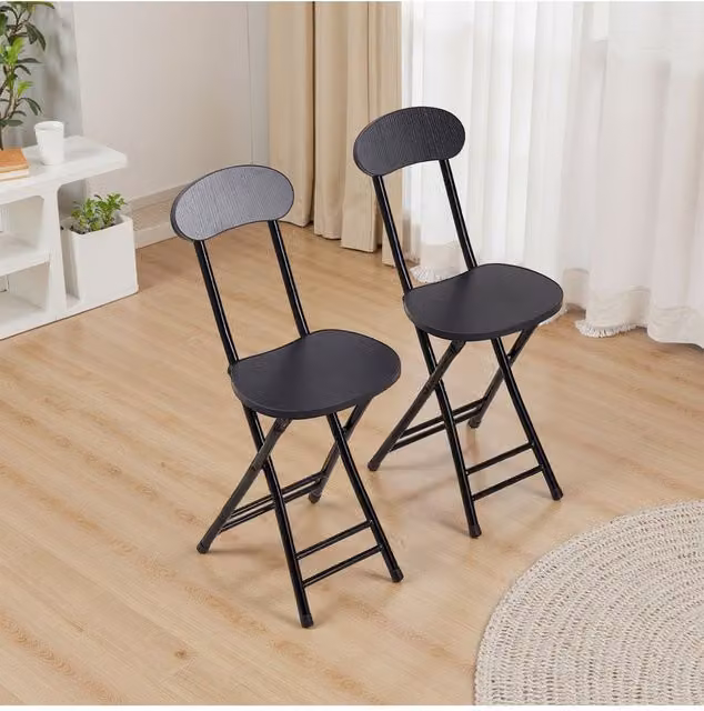 Living and Home Set of 2 Black Portable Foldable Dining Chairs – 1