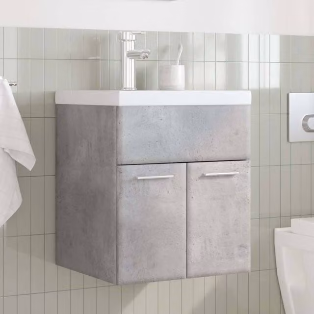 Berkfield Home 2 Piece Modern Bathroom Vanity Unit Set in Grey and White