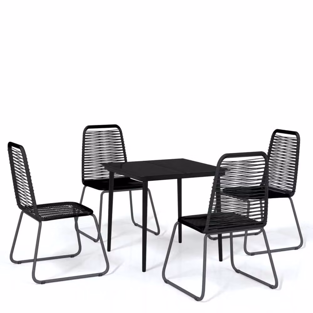 Berkfield Home 5 Piece Modern Garden Dining Set in Matt Black – 2