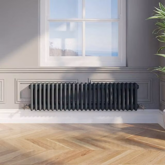 Temprazo Anthracite Steel Wall Mounted Radiator H: 119 cm, W: 30 cm, D: 10 cm