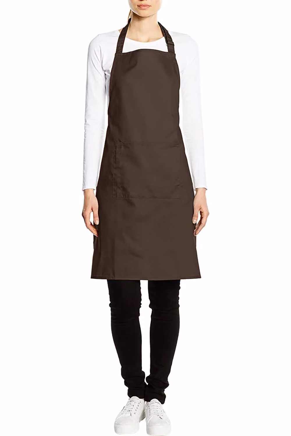 Premier Women's Bip Apron with Pocket in Brown Poly-Cotton – 2