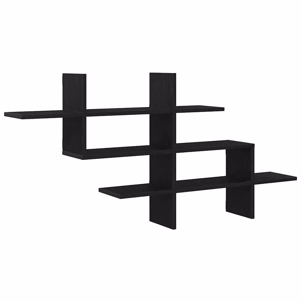 Berkfield Home Wall Mounted Shelf in Black Oak, W/D/H: 124.5 x 18 x 60.5 cm – 2