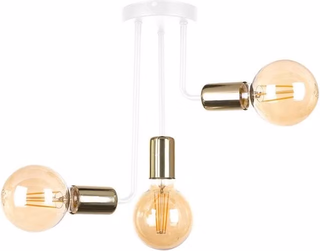 Netlighting Megan Multi Arm Semi Flush Ceiling Light in White and Gold, Diameter: 25 cm, 3x E27