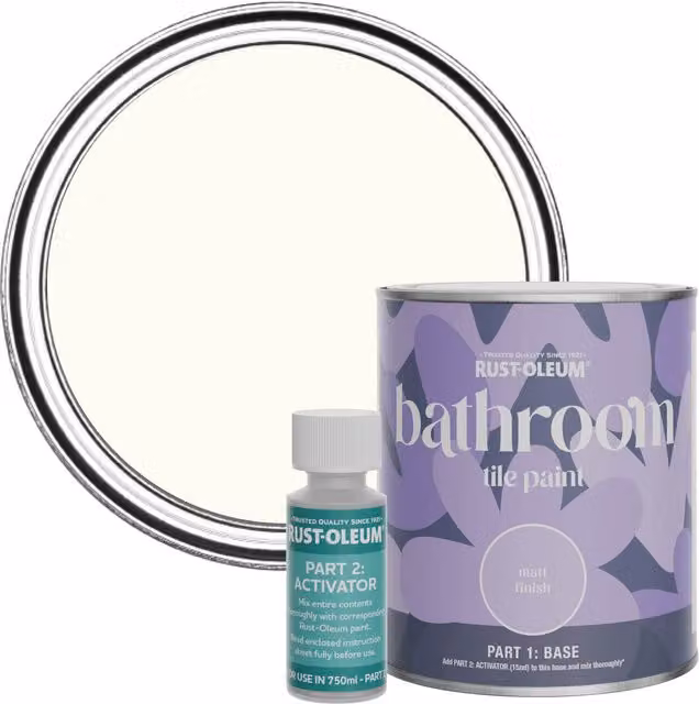 Rust-Oleum Matt Finish Bathroom Tile Paint in White, 750ml