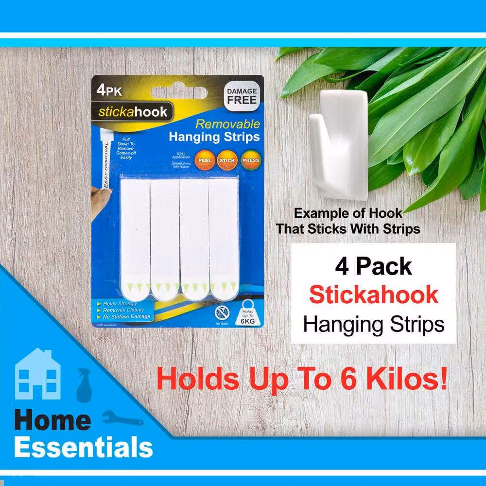 VFM Removable White Picture Hanging Hooks, Pack of 4, 2.5kg Capacity – 2