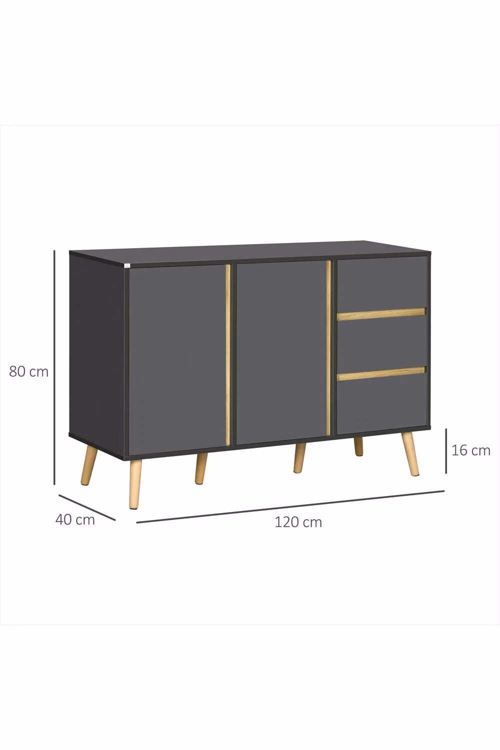 ERGOVEXA Modern Sideboard with Adjustable Shelves in Matt Dark Grey – 2
