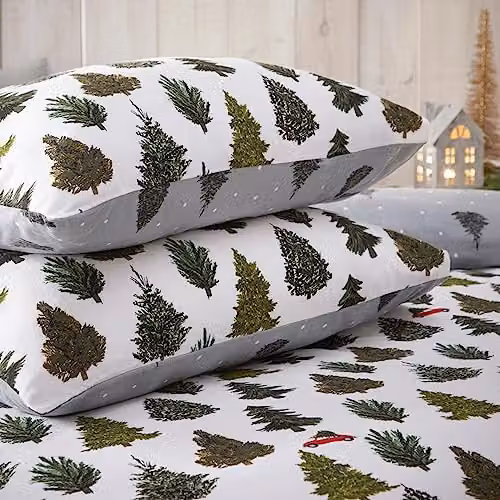 Riva Home Evergreen Reversible Dotted Flannelette Cotton Duvet Cover and Pillowcase Set in Green and White, W/D/H: 140 x 200 cm – 2