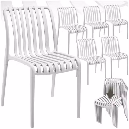 tectake Set of 6 Modern Stackable Garden Chairs in Beige Plastic for Terrace or Balcony – 1