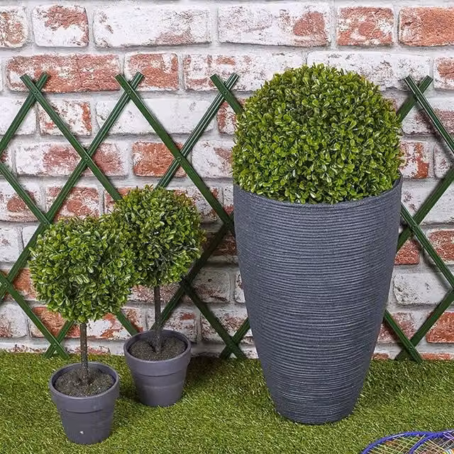 URBNLIVING Elegant Tall Tabletop Garden Planters in Grey and Black, W/D/H: 25 x 25 x 28 cm
