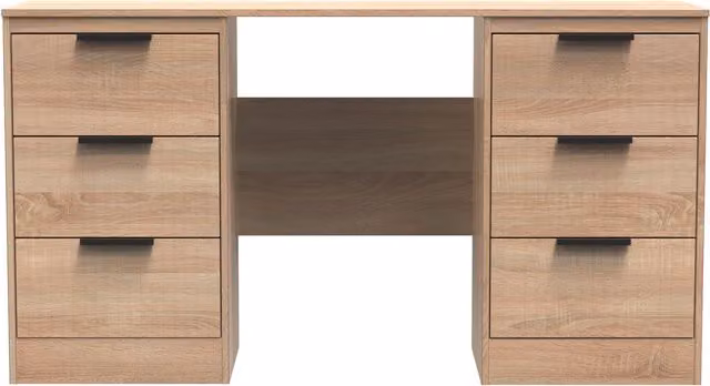Ready Assembled 2 U Denver 6 Drawer Kneehole Desk in Light Oak – 1