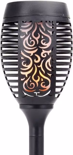 NESTLUNE Solar Dancing Flame LED Torch Stake in Black
