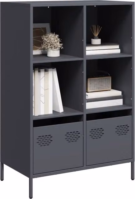 Berkfield Home Anthracite Steel Highboard in Black, W/D/H: 68 x 39 x 103.5 cm – 1