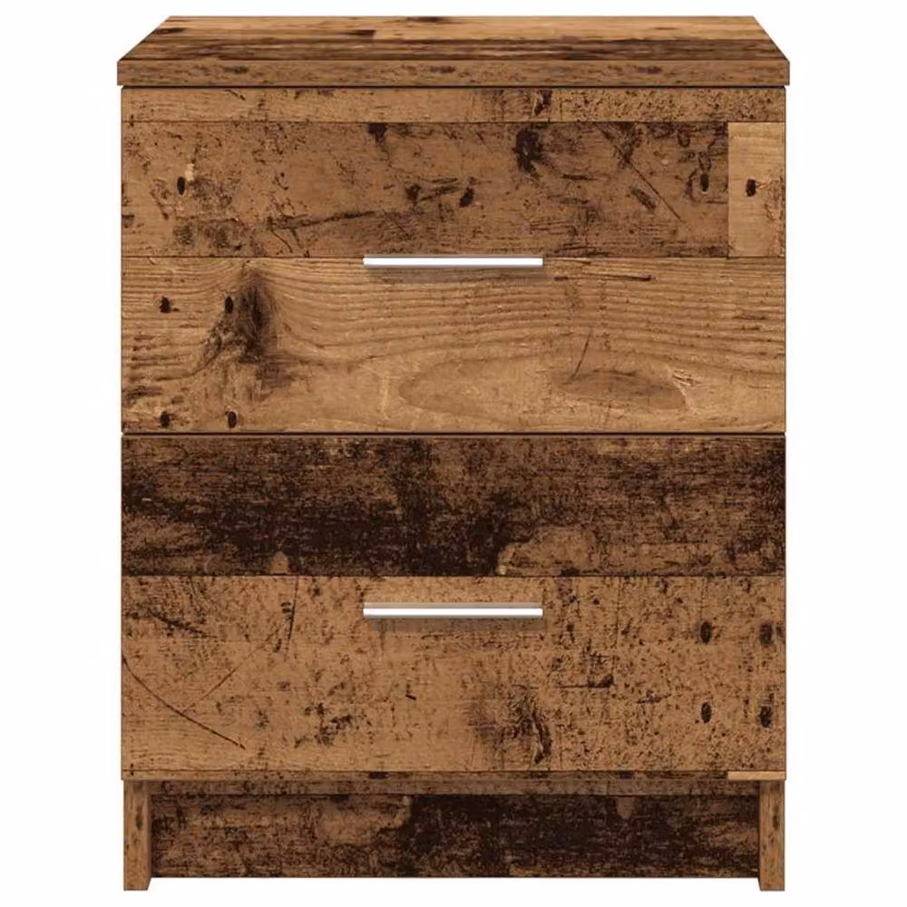 Berkfield Home Bedside Cabinet with 2 Drawers in Brown Old Wood, W/D/H: 40 x 36 x 50 cm – 4