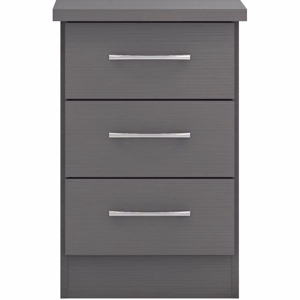 FORGEVIO Grey 3D Effect 3 Drawer Bedside Chest Storage Shelf – 2