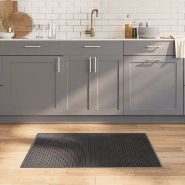 Berkfield Home Rectangular Bamboo Rug in Grey, W/D/H: 100 x 70 x 1 cm – 1