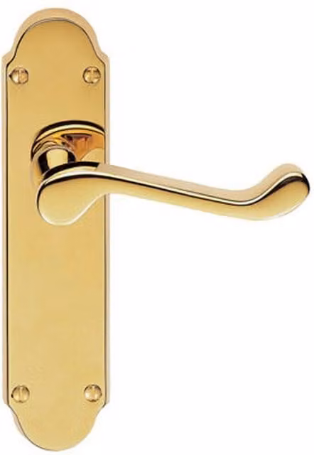 Loops Pair of Victorian Upturned Handles with Latch Backplate in Brass and Stainless Steel, 170 x 42 mm