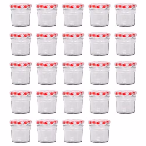 Argon Tableware Glass Screw Top Jars with Red Metal Lids, 90ml, Pack of 24 – 1