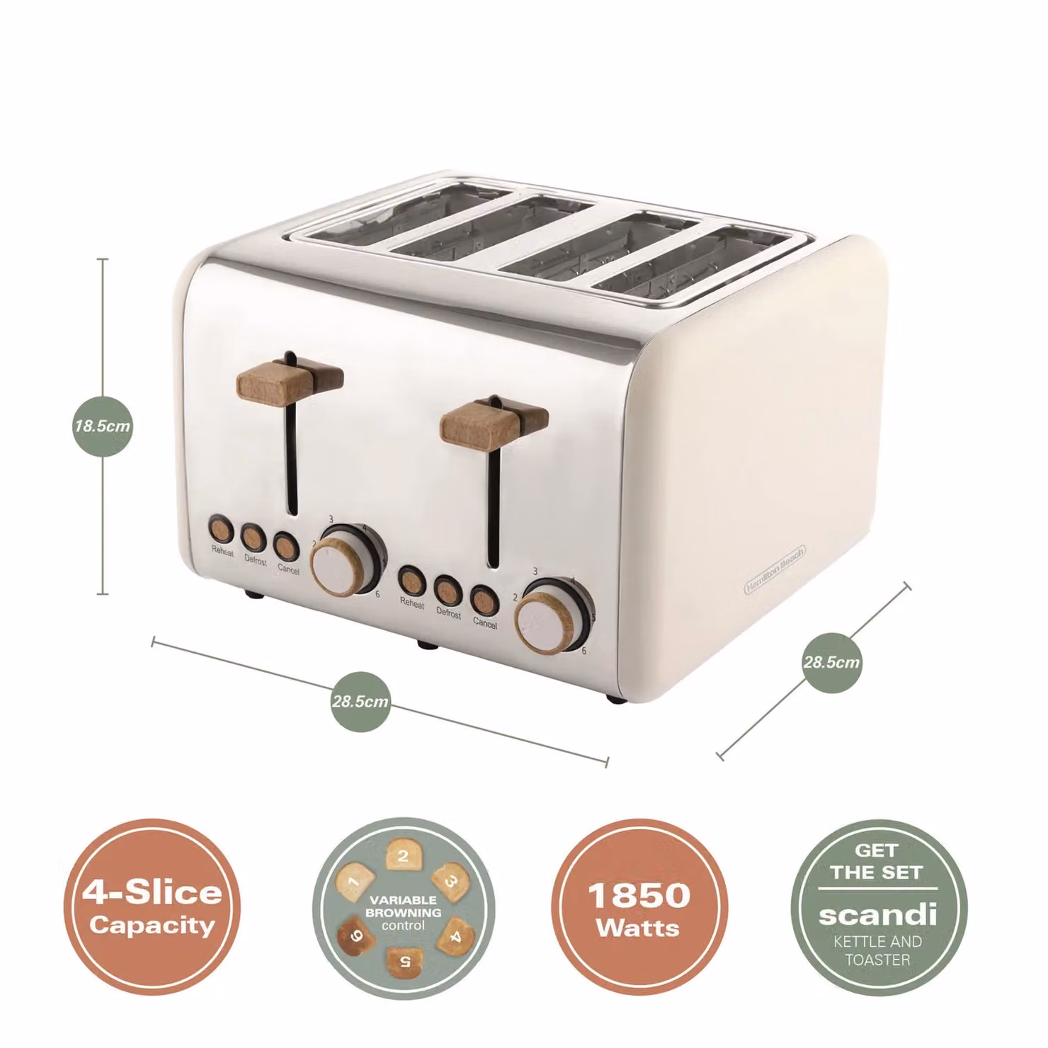 Hamilton Beach Scandi Kettle and Toaster Set in Beige Stainless Steel – 2