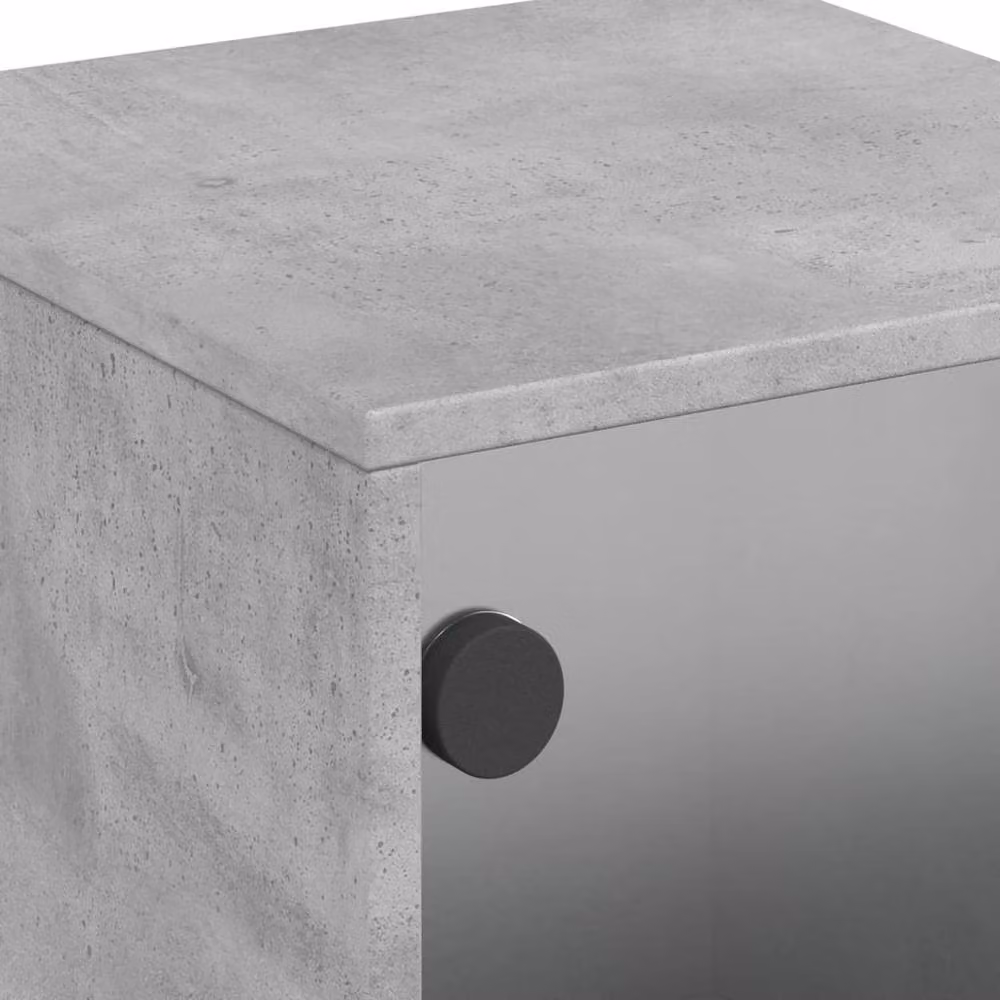Berkfield Home Elegant Bedside Cabinets with Glass Doors, 2 Pack, Concrete Grey, W/D/H: 35 x 37 x 50 cm – 4
