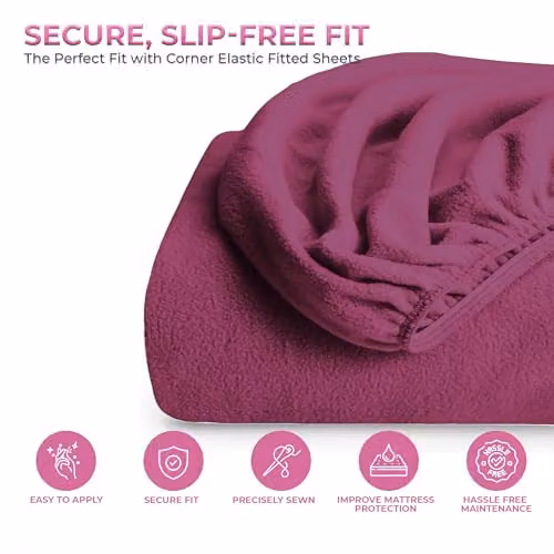 Snug City Teddy Fleece Extra Deep Fitted Sheet, Purple, Double, W/D/H: 140 x 200 x 30 cm – 3