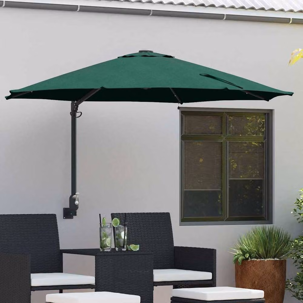 Berkfield Home Green Wall-mounted Garden Parasol with LEDs, W/D/H: 248 x 270 x 148 cm – 2
