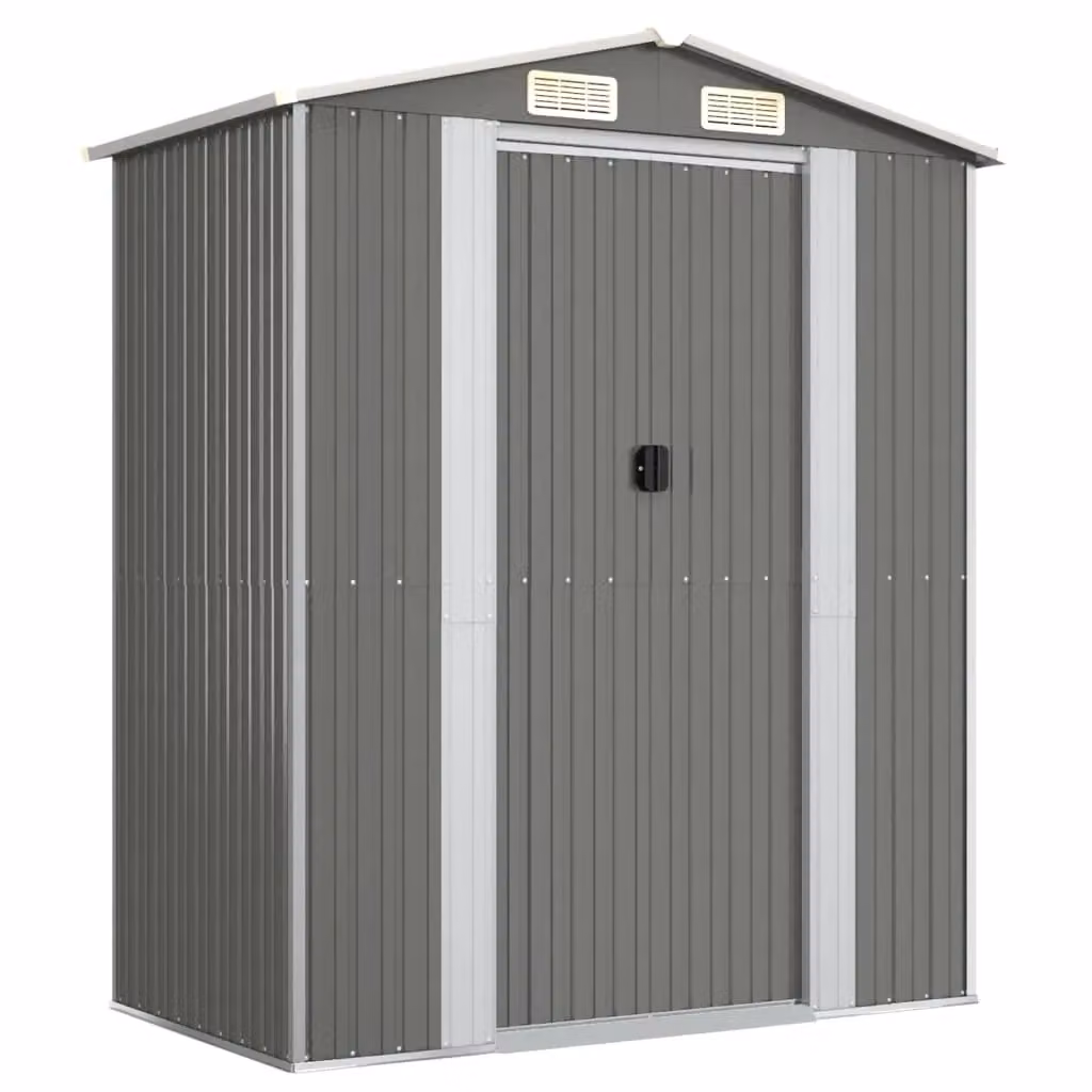 Berkfield Home Galvanised Steel Garden Shed in Light Grey, W/D/H: 192 x 108 x 223 cm – 2