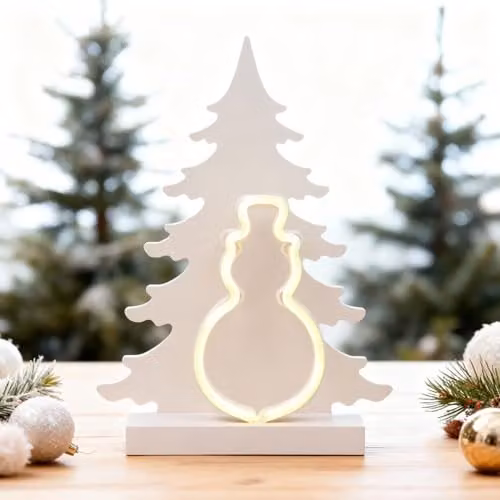 Shatchi White Wooden Nativity Scene LED Silhouette Christmas Ornament, W/H: 40 x 29 cm – 6