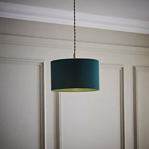 MiniSun Modern Forest Green Fabric Drum Light Shade, Width: 35 cm – 3