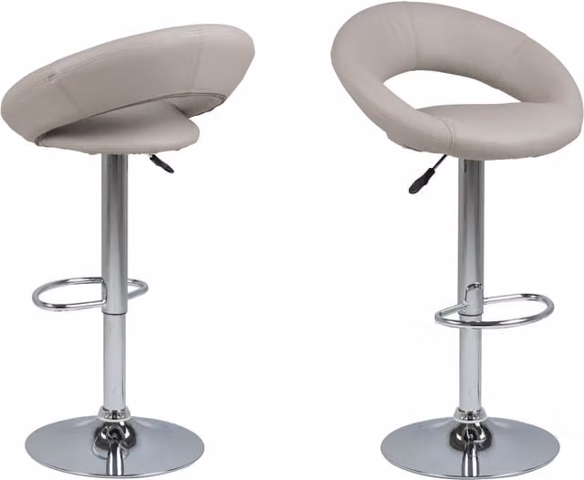 Furniture To Go Plump Light Grey Swivel Bar Stool with Open Back