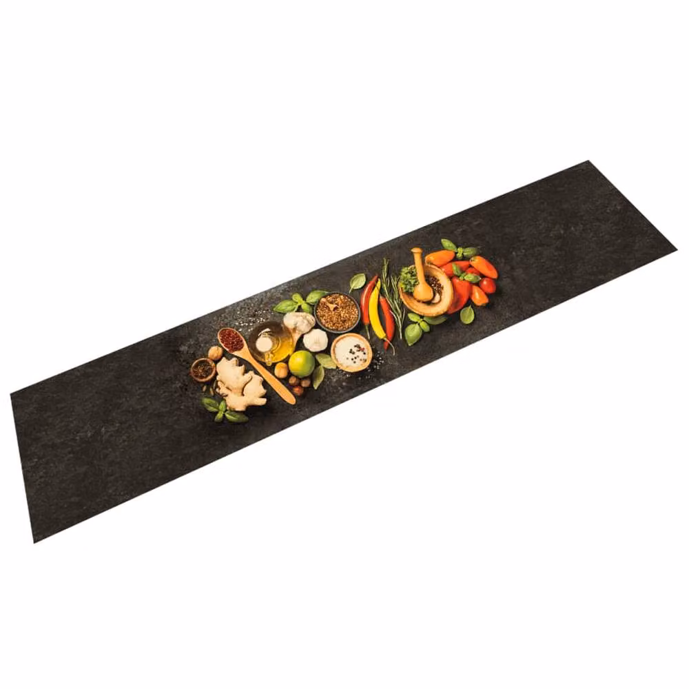 Berkfield Home Spices Washable Kitchen Rug in Black Velvet, W: 60 cm, L: 300 cm – 2