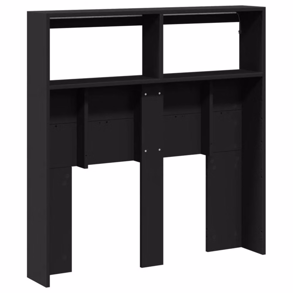 Berkfield Home Modern Headboard Cabinet with Integrated LED Lighting in Matt Black, W: 100 cm, D: 17 cm, H: 102 cm – 4