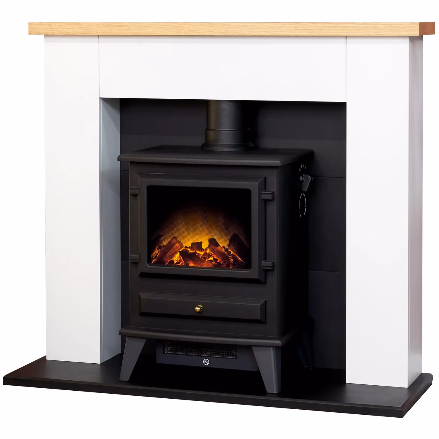 Adam Fires & Fireplaces Chester Fireplace in Pure White with Hudson Black Electric Stove – 6