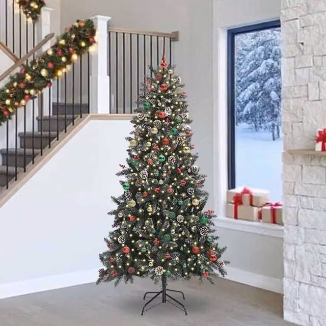 Berkfield Home Artificial Christmas Tree, Green, W/D/H: 129.5 x 129.5 x 240 cm – 1