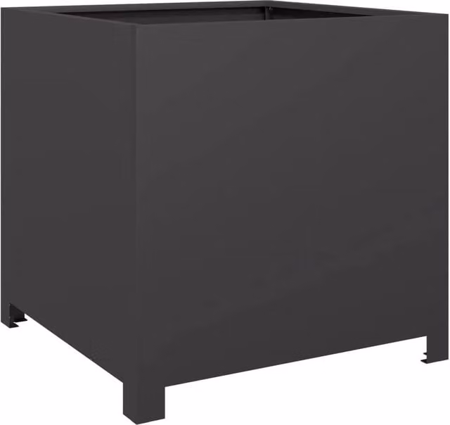Berkfield Home Steel Garden Planter Tub, Black, W/D/H: 50 x 50 x 50 cm – 1