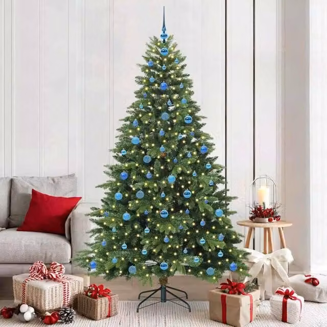 Berkfield Home Artificial Green Christmas Tree with 300 Warm White LEDs, Height: 210 cm