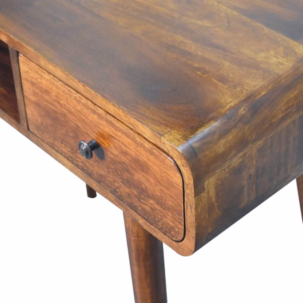 Wyld Haus Ostuni Curved Chestnut Writing Desk in Brown, W/D/H: 90 x 80 x 45 cm – 4
