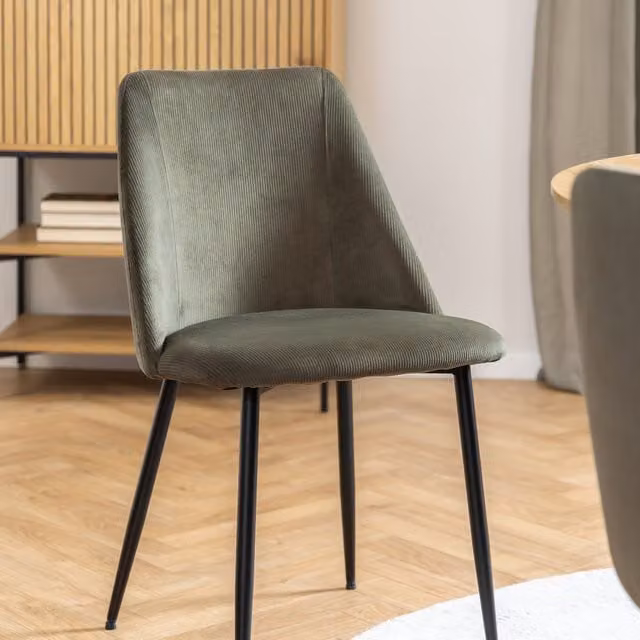 Furniture To Go Ines Dining Chair Set of 4 in Green Fabric with Metal Frame