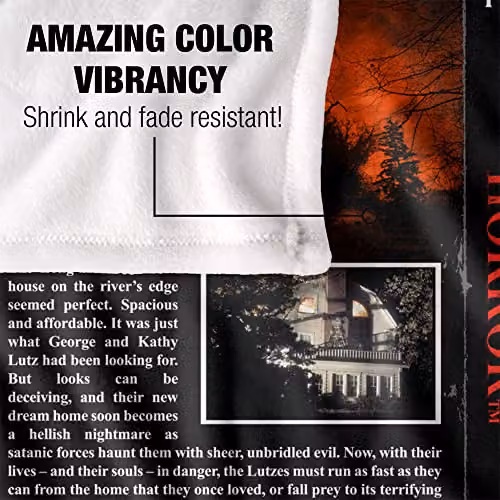 LOGOVISION Amityville Horror VHS Logo Super Soft Microfibre Throw Blanket, White and Multicolour, W: 152 cm, D: 127 cm – 3