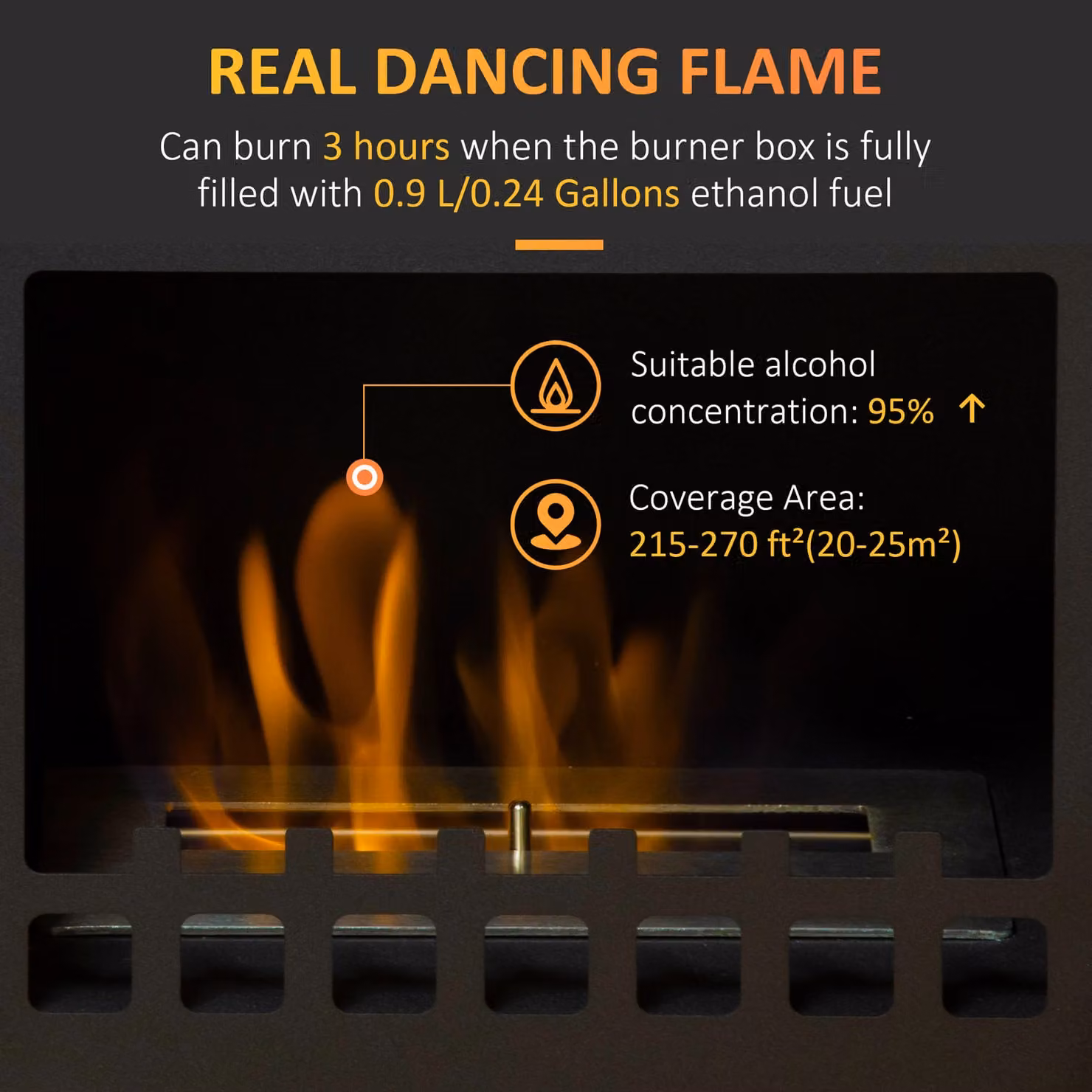 HOMCOM Modern Bioethanol Fireplace Stove, Black, 0.9L Tank – 4