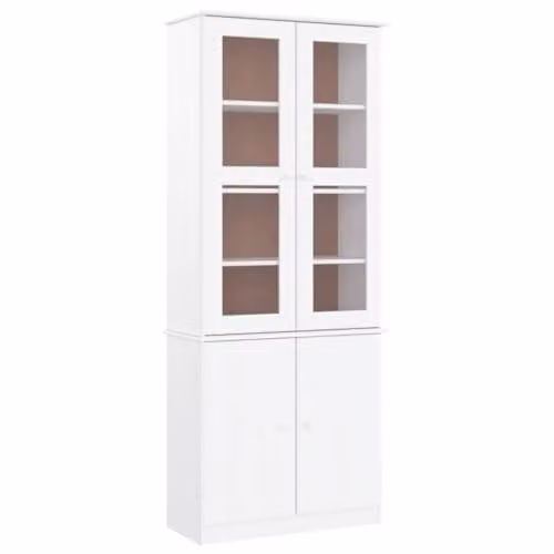 vidaXL ALTA Glass Display Cabinet in White Lacquered Solid Pine, W/D/H: 77 x 35 x 186.5 cm – 1